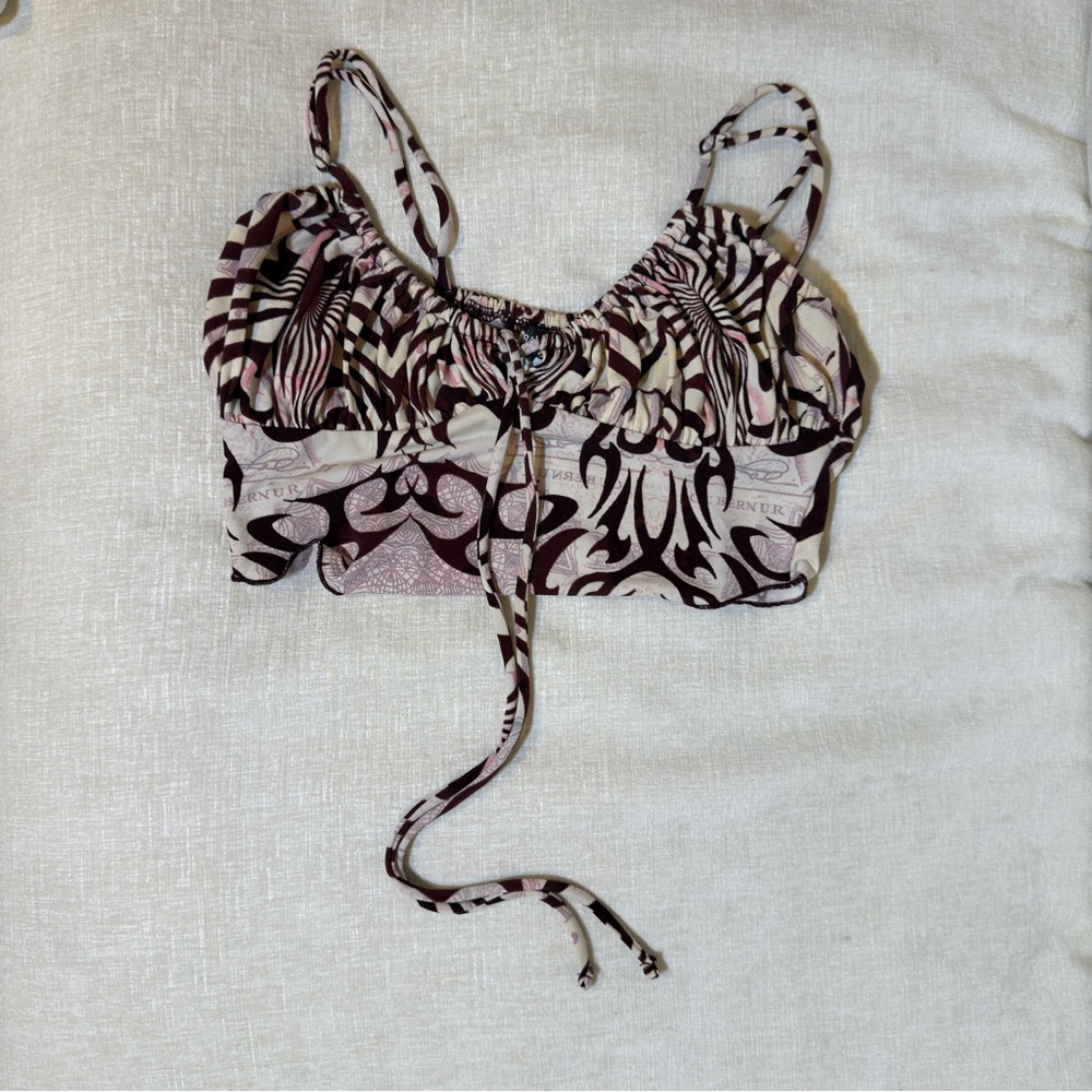 Patterned Crop Top with Straps